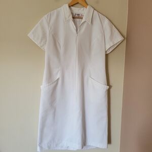 Vintage Thierry Mugler For Clarins White Ecru Dress Department Store Uniform 48